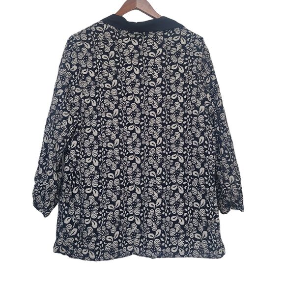 Kaileigh Clementina Lace Overlay Kimono Black Size 2X Open Drape Cardigan - Picture 4 of 10